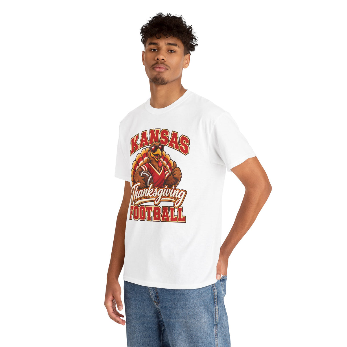 Kansas Thanksgiving Football T‑Shirt — Turkey Mascot Holiday Game Tee