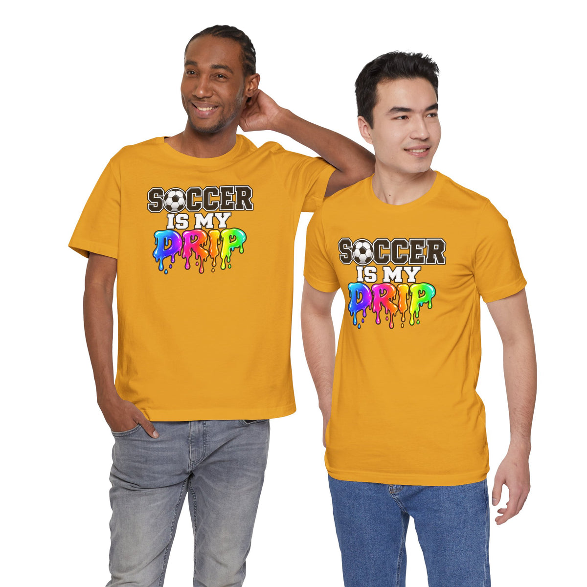 Soccer Is My Drip T-Shirt — Colorful Rainbow Drip Soccer Tee for Players & Fans