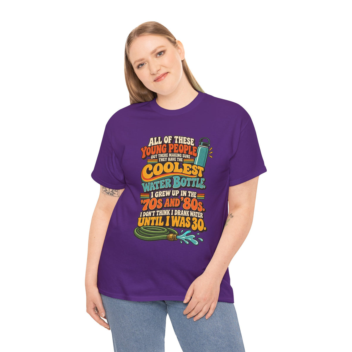 Retro 70s-80s Funny Water Bottle Tee — "Coolest Water Bottle" Graphic T-Shirt