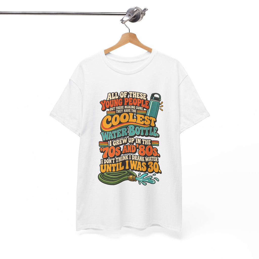 Retro 70s-80s Funny Water Bottle Tee — "Coolest Water Bottle" Graphic T-Shirt