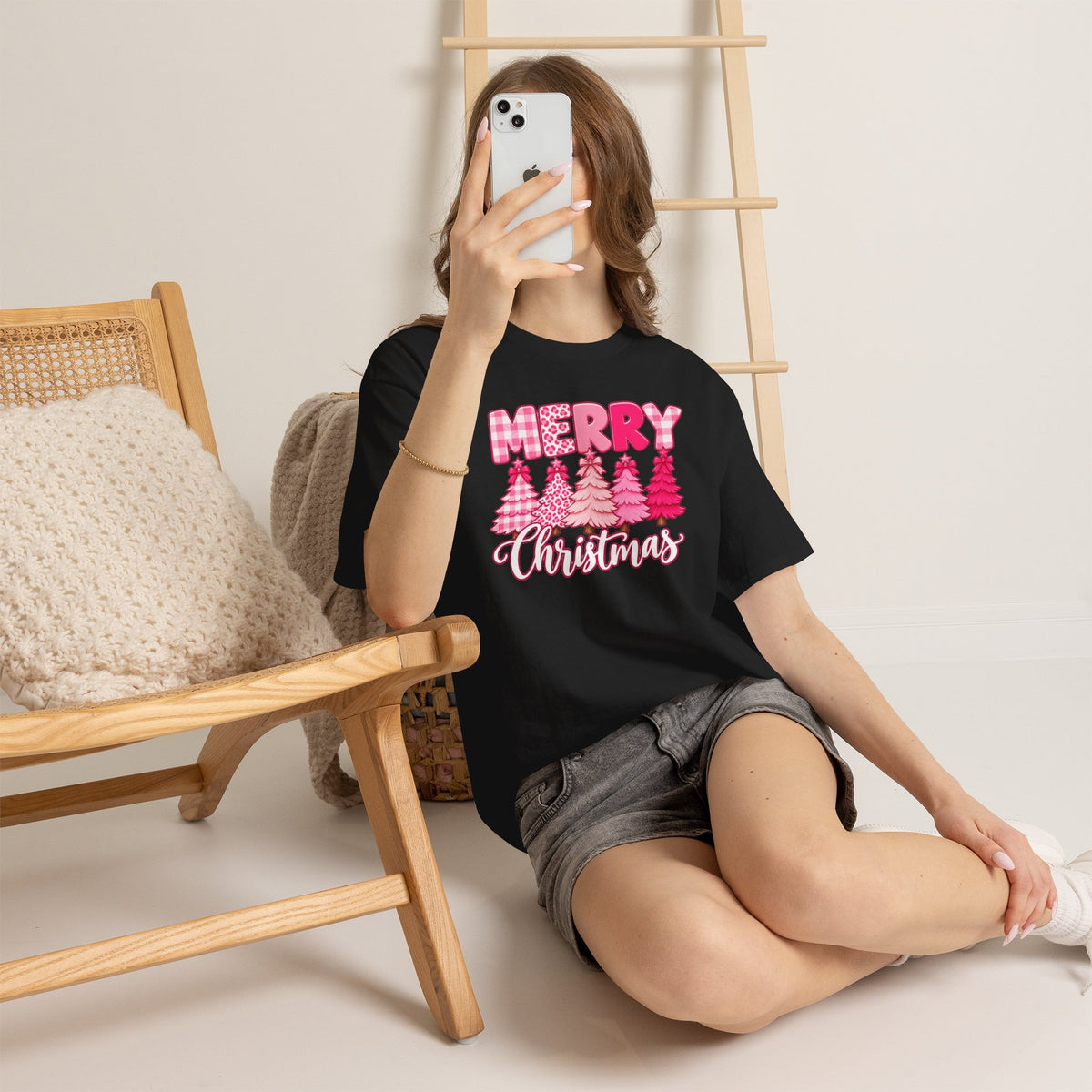 Merry Christmas Pink Christmas Tree T-Shirt