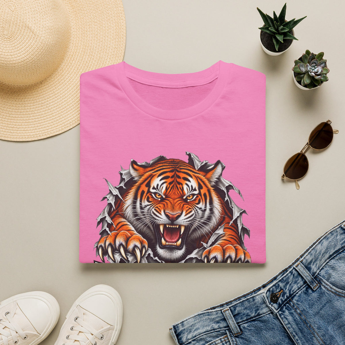 Tiger Graphic T-Shirt — "Who Dey!" Fierce Roaring Design