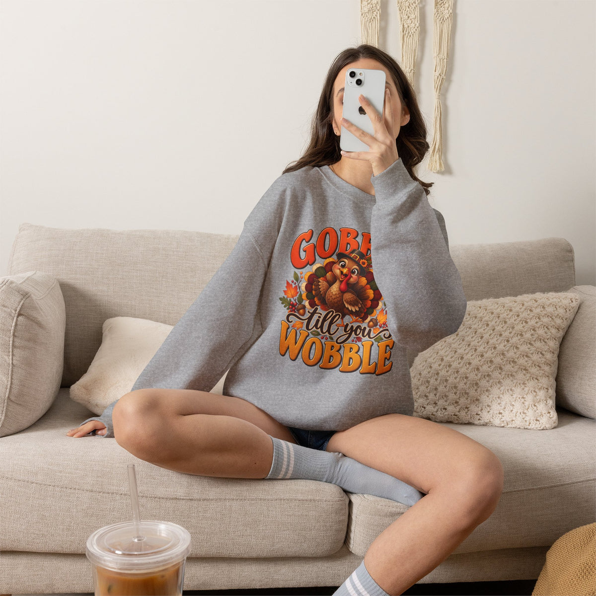 Thanksgiving Turkey 'Gobble Till You Wobble' Crewneck Sweatshirt