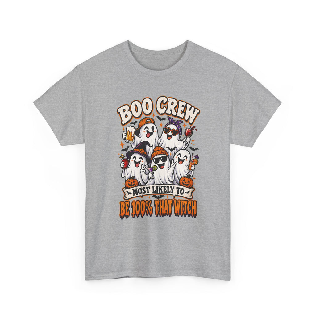 Boo Crew Halloween T-Shirt – "Most Likely To Be 100% That Witch" Ghosts Tee