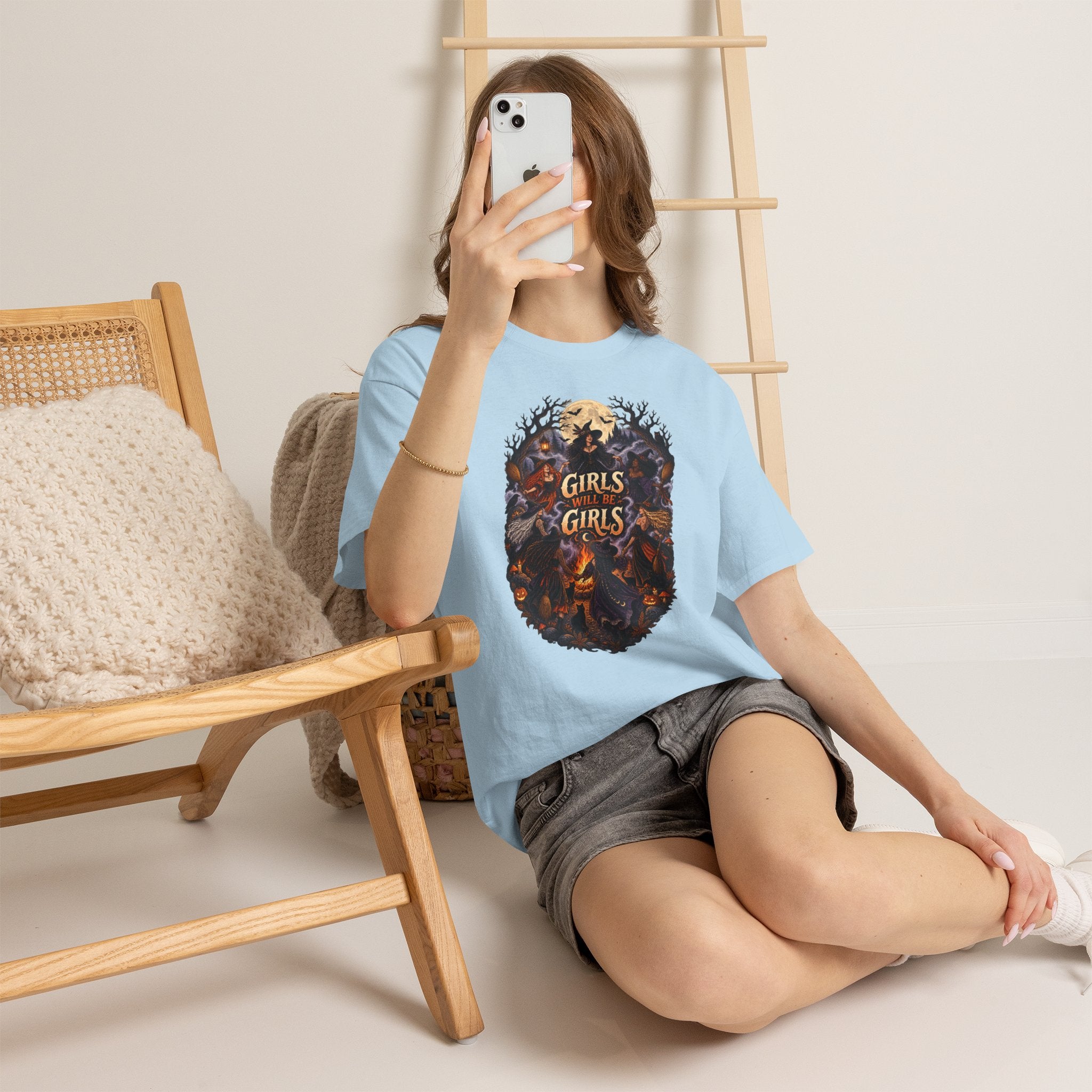 Girls Will Be Girls T-Shirt — Witchy Campfire Illustration Tee