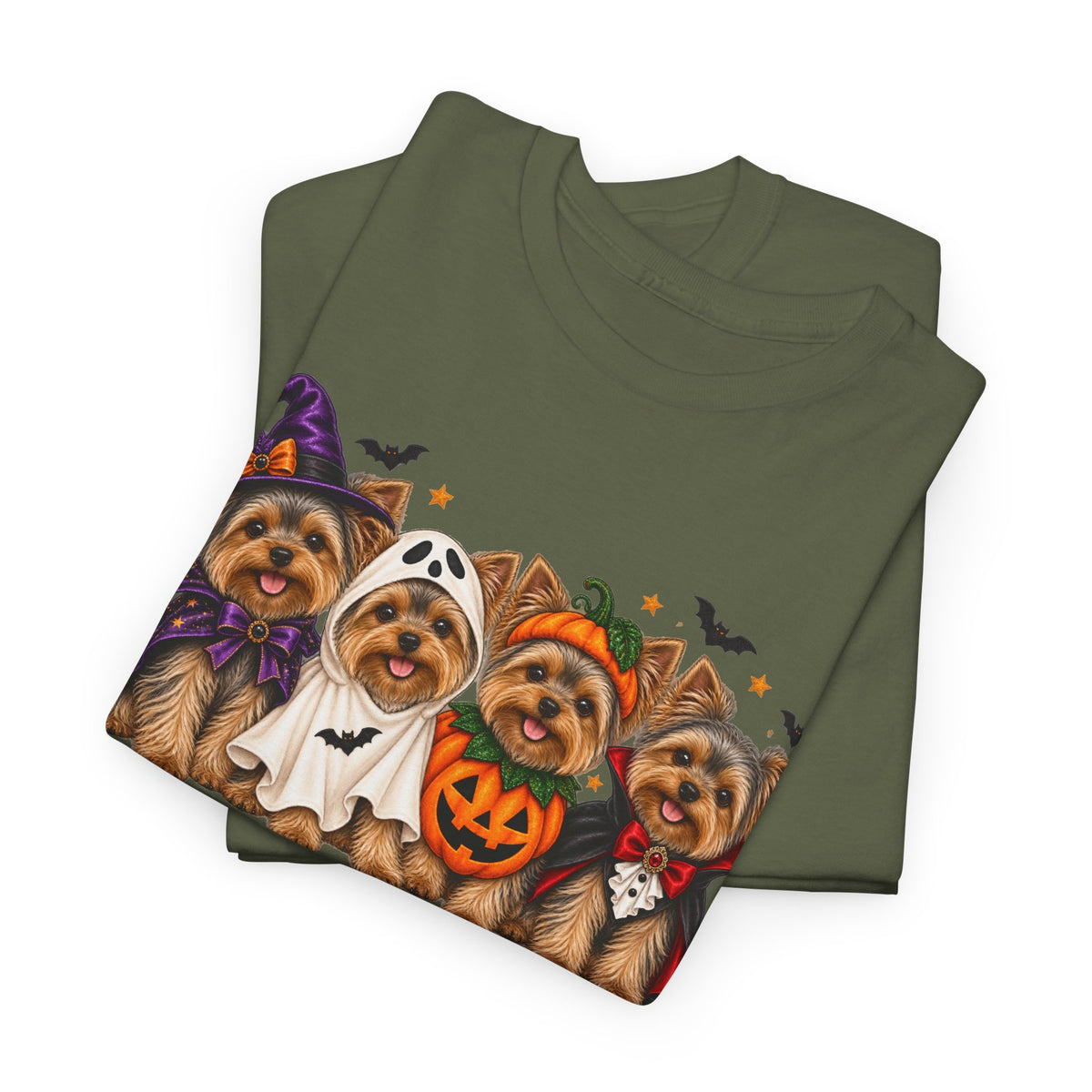 Halloween Yorkie T-Shirt — Cute Yorkies in Costumes (Pumpkin, Ghost, Witch, Vampire)