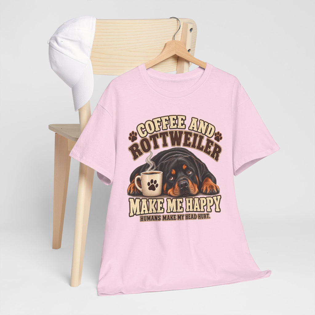 Coffee and Rottweiler Tee — "Coffee and Rottweiler Make Me Happy" Dog Lover Shirt