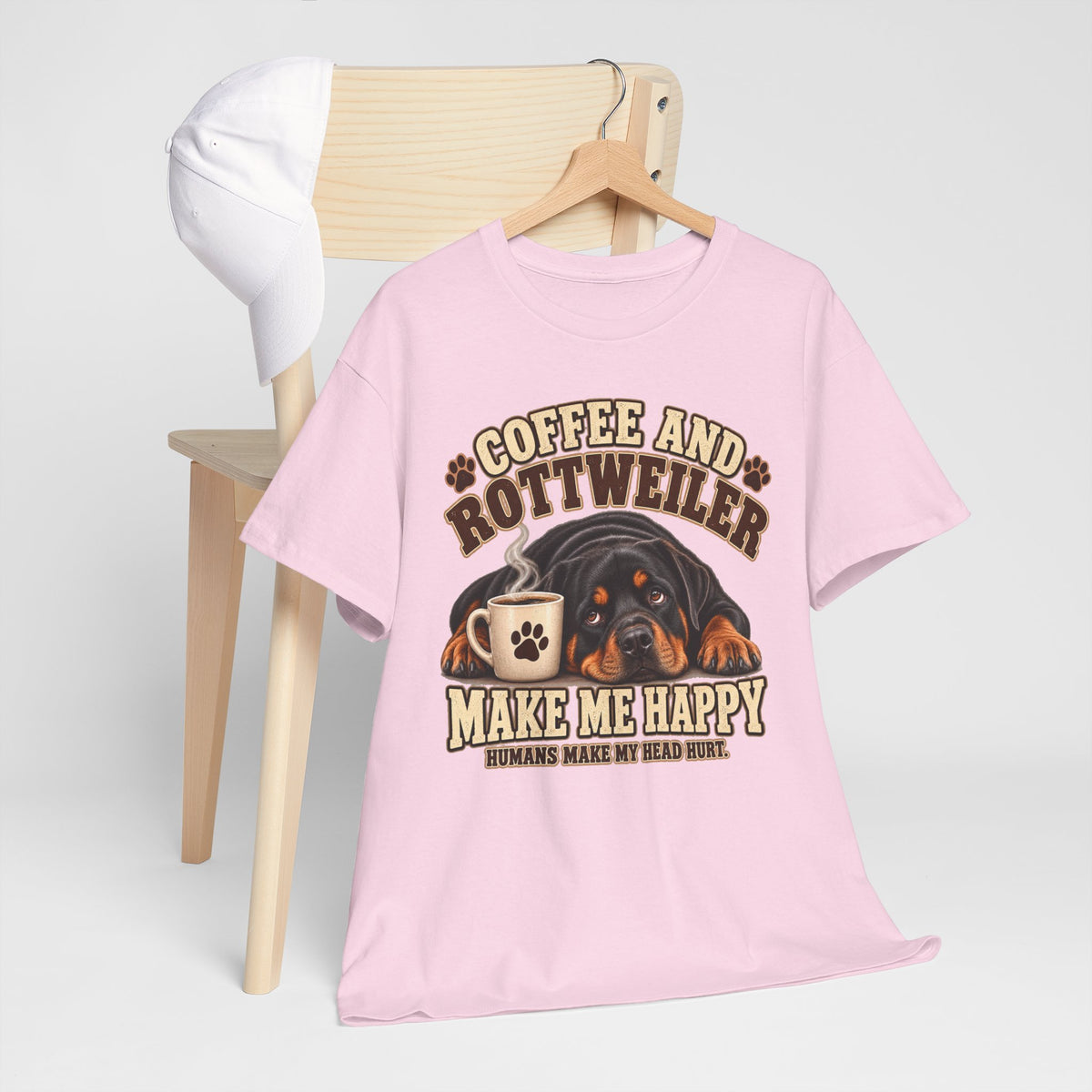 Coffee and Rottweiler Tee — "Coffee and Rottweiler Make Me Happy" Dog Lover Shirt