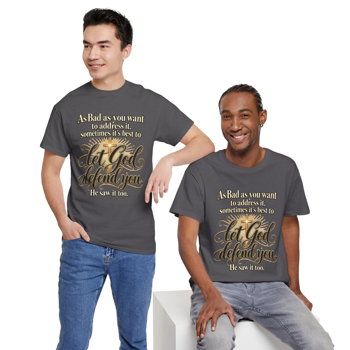 Let God Defend You Inspirational Christian T-Shirt
