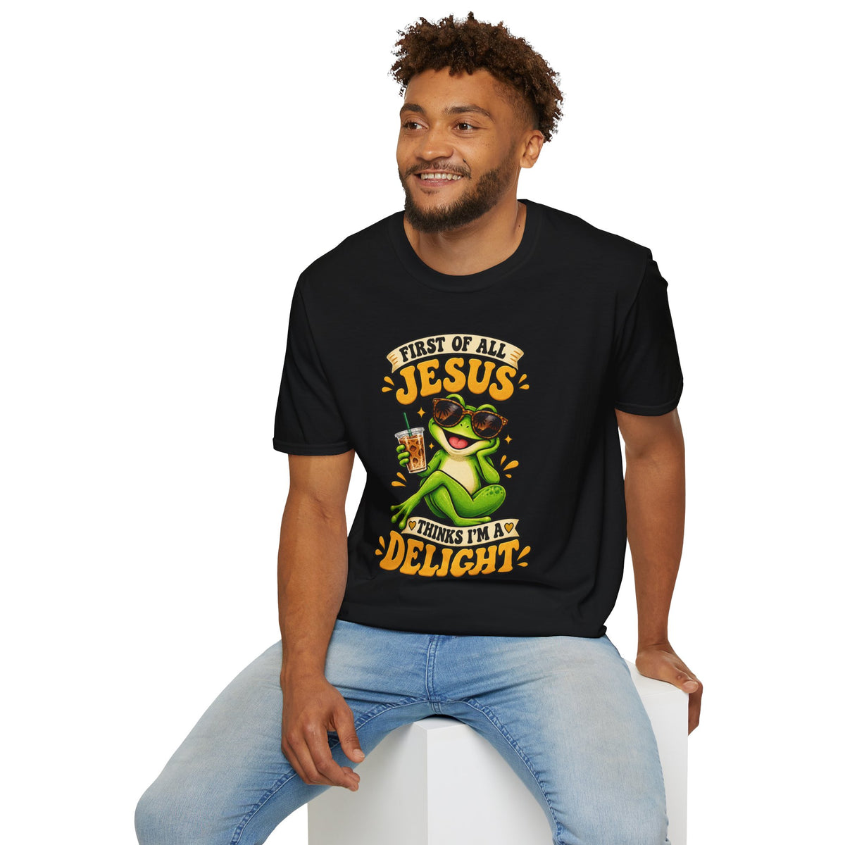Jesus Frog T-Shirt — "First of All Jesus" Cute Frog Christian Tee