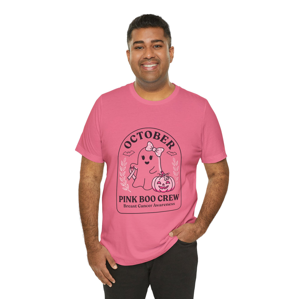 October Pink Boo Crew Tee — Breast Cancer Awareness Ghost T-Shirt
