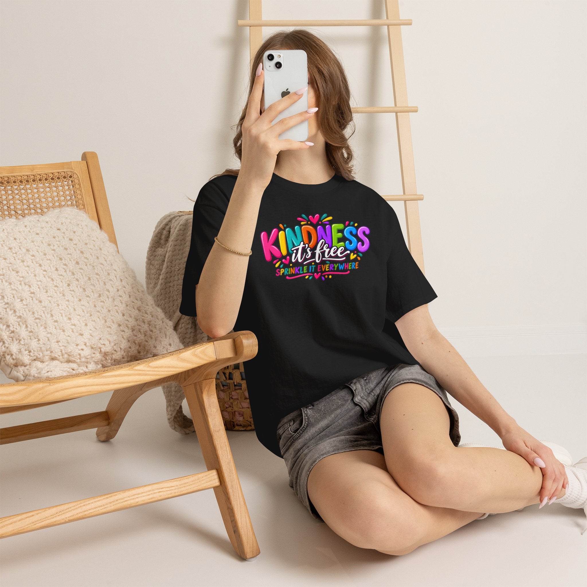 Kindness Is Free Rainbow Tee — Cute Positive Message T-Shirt