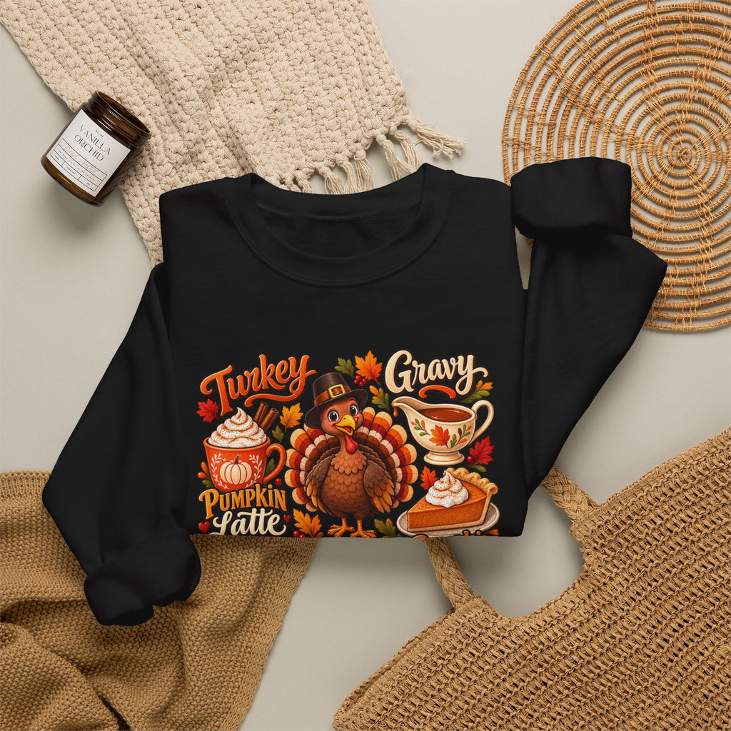 Thankful Thanksgiving Sweatshirt — Cute Turkey & Fall Harvest Crewneck