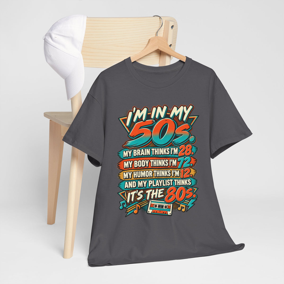 Retro 50s Birthday T‑Shirt — "I'm in My 50s" 80s Playlist Cassette Tee