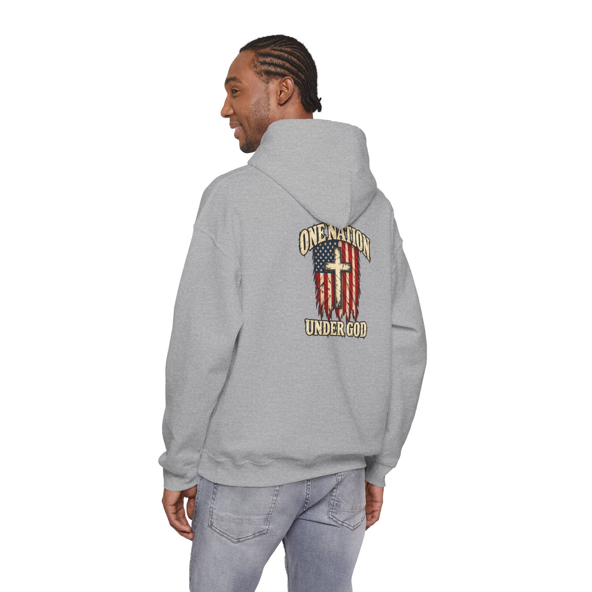 One Nation Under God Patriotic Cross Hoodie