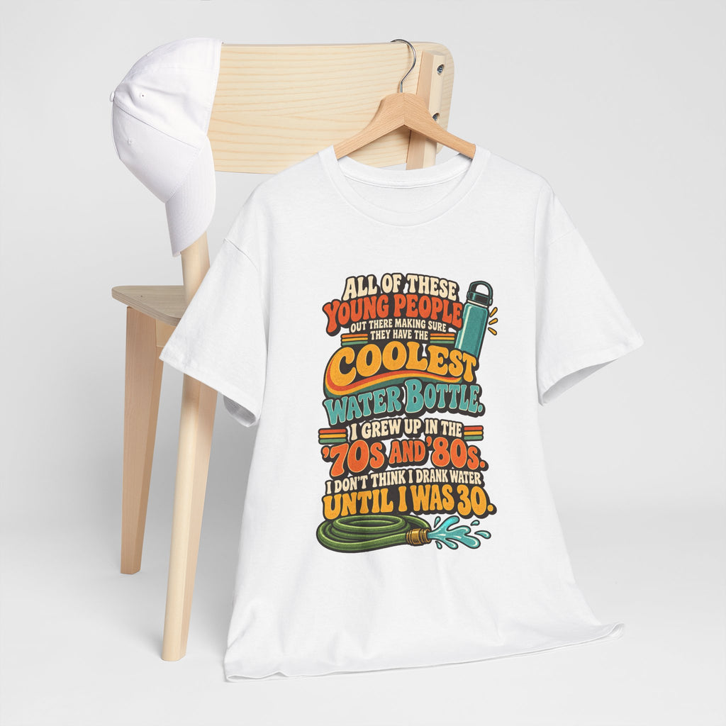 Retro 70s-80s Funny Water Bottle Tee — "Coolest Water Bottle" Graphic T-Shirt