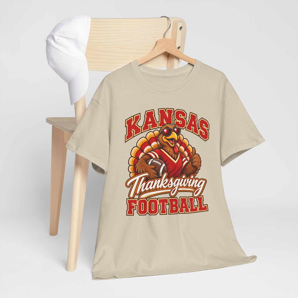 Kansas Thanksgiving Football T‑Shirt — Turkey Mascot Holiday Game Tee