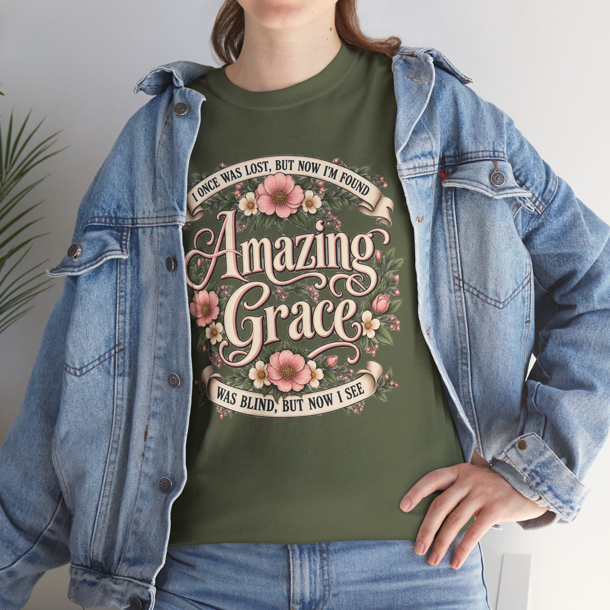 Amazing Grace Floral T-Shirt — Vintage Christian Faith Tee