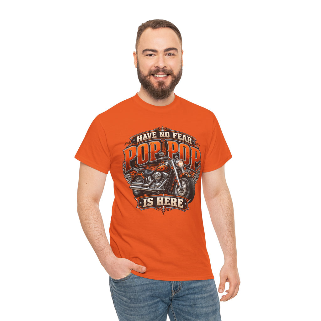 Pop Pop Is Here Motorcycle Dad T-Shirt