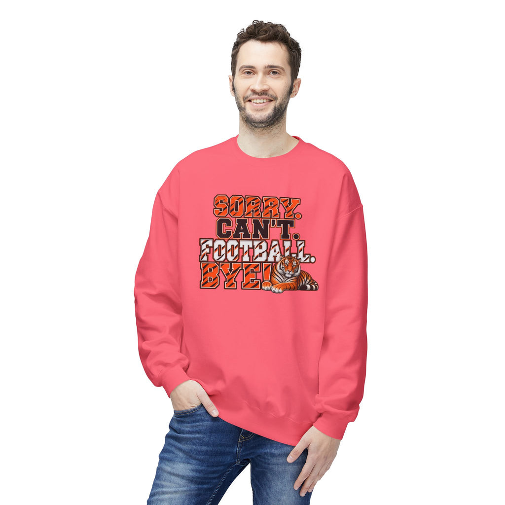 Sorry Can’t Football Bye! Crewneck Sweatshirt – Tiger Mascot Game Day Pullover