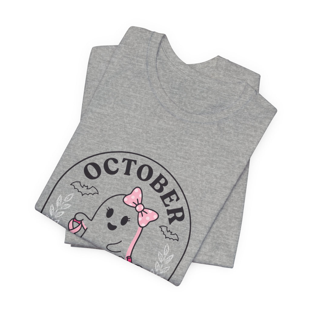 October Pink Boo Crew Tee — Breast Cancer Awareness Ghost T-Shirt