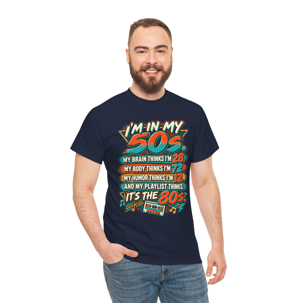 Retro 50s Birthday T‑Shirt — "I'm in My 50s" 80s Playlist Cassette Tee