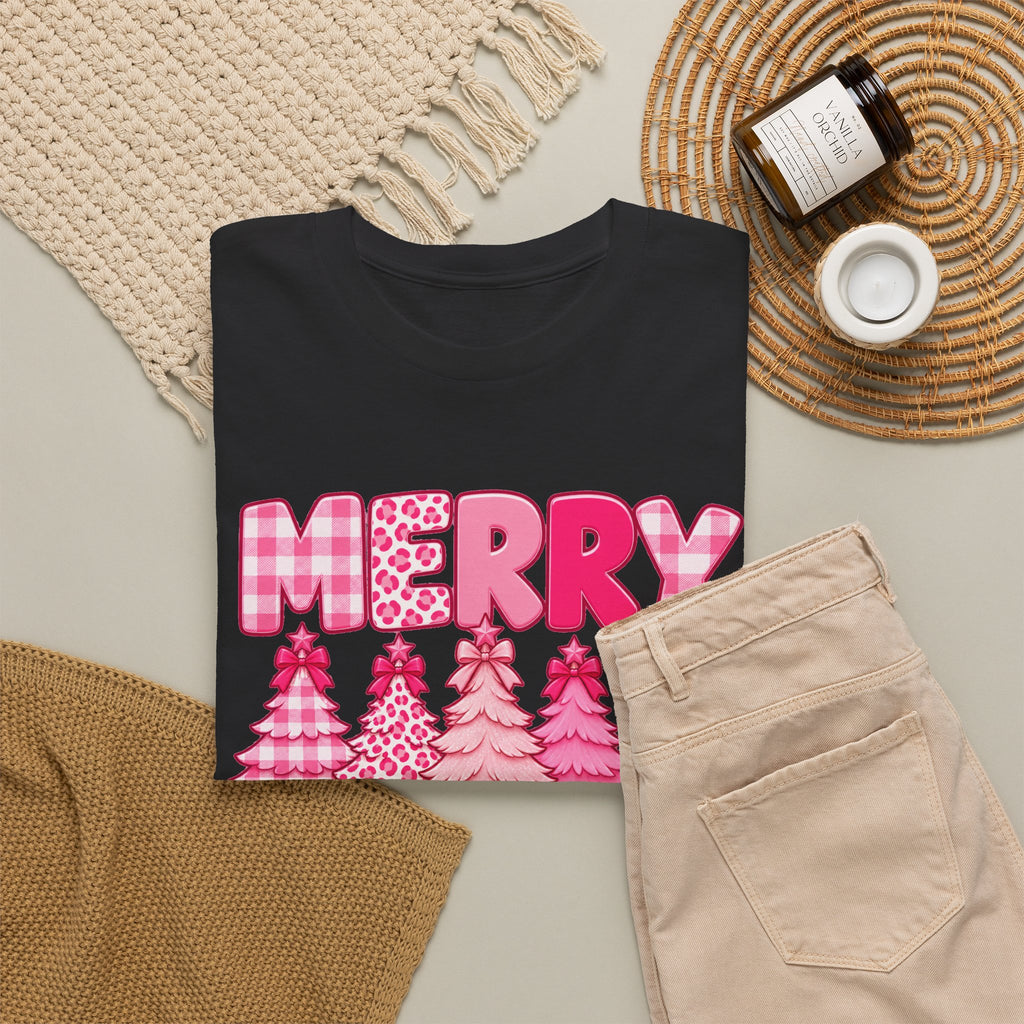 Merry Christmas Pink Christmas Tree T-Shirt