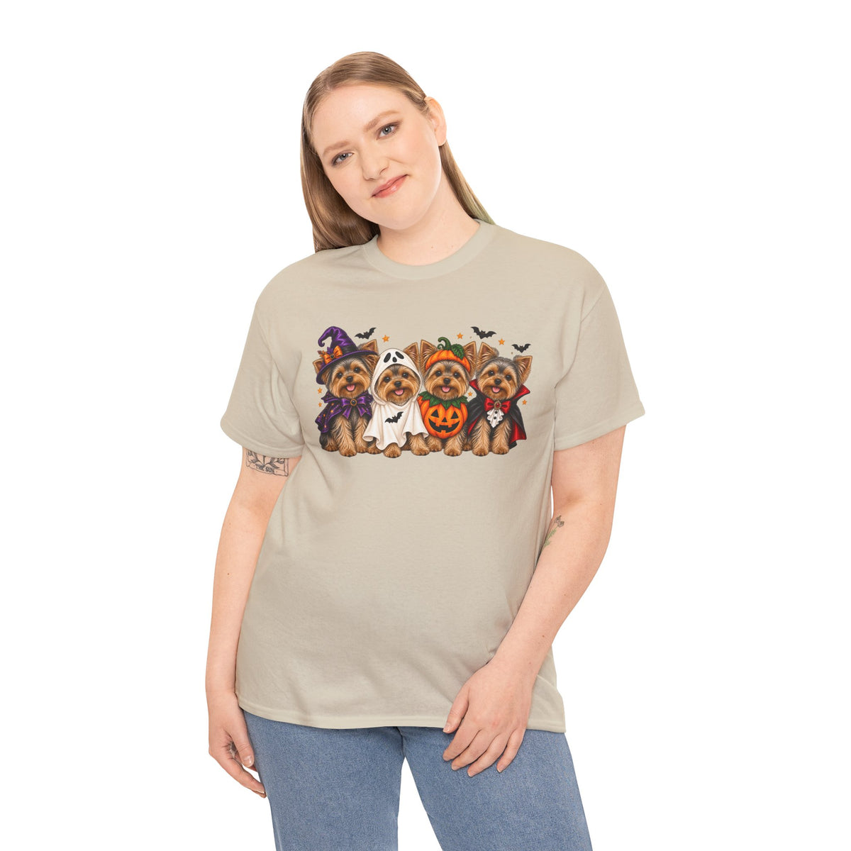 Halloween Yorkie T-Shirt — Cute Yorkies in Costumes (Pumpkin, Ghost, Witch, Vampire)