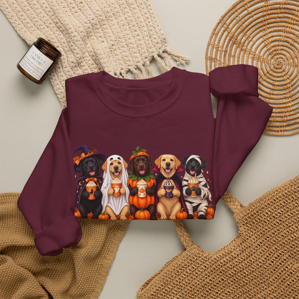 Halloween Dogs Crewneck Sweatshirt — Cute Puppies in Costumes Fall Pullover