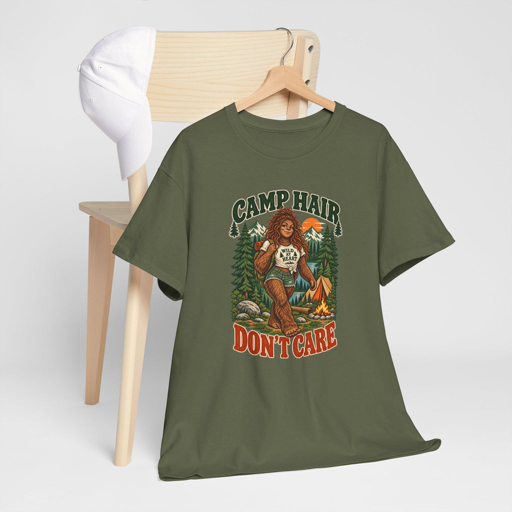 Camp Hair Don't Care T-Shirt — Retro Camping Graphic Tee