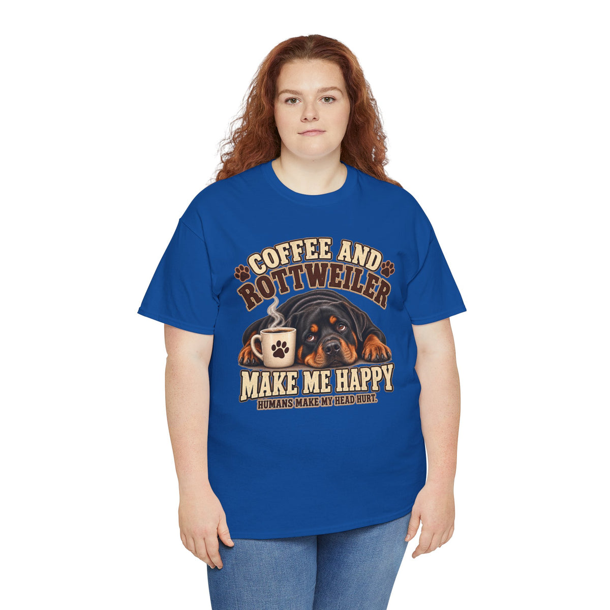 Coffee and Rottweiler Tee — "Coffee and Rottweiler Make Me Happy" Dog Lover Shirt