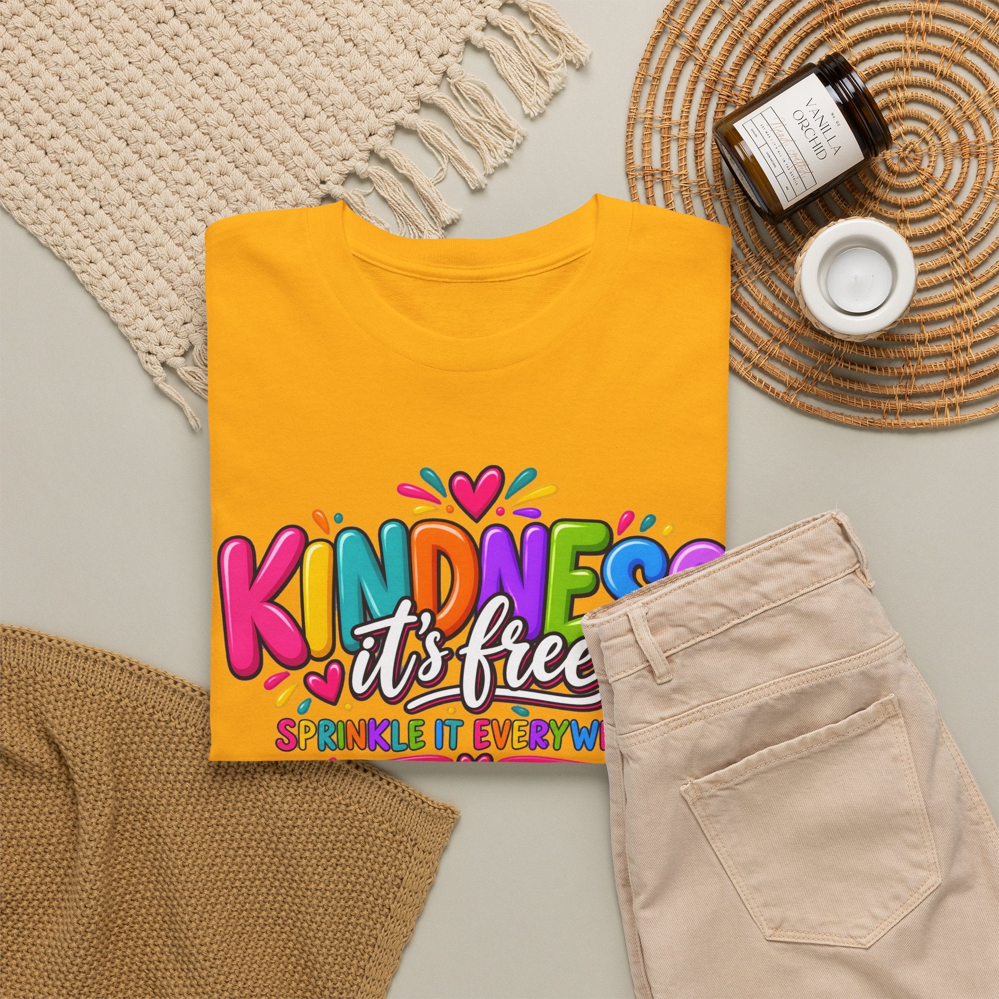 Kindness Is Free Rainbow Tee — Cute Positive Message T-Shirt