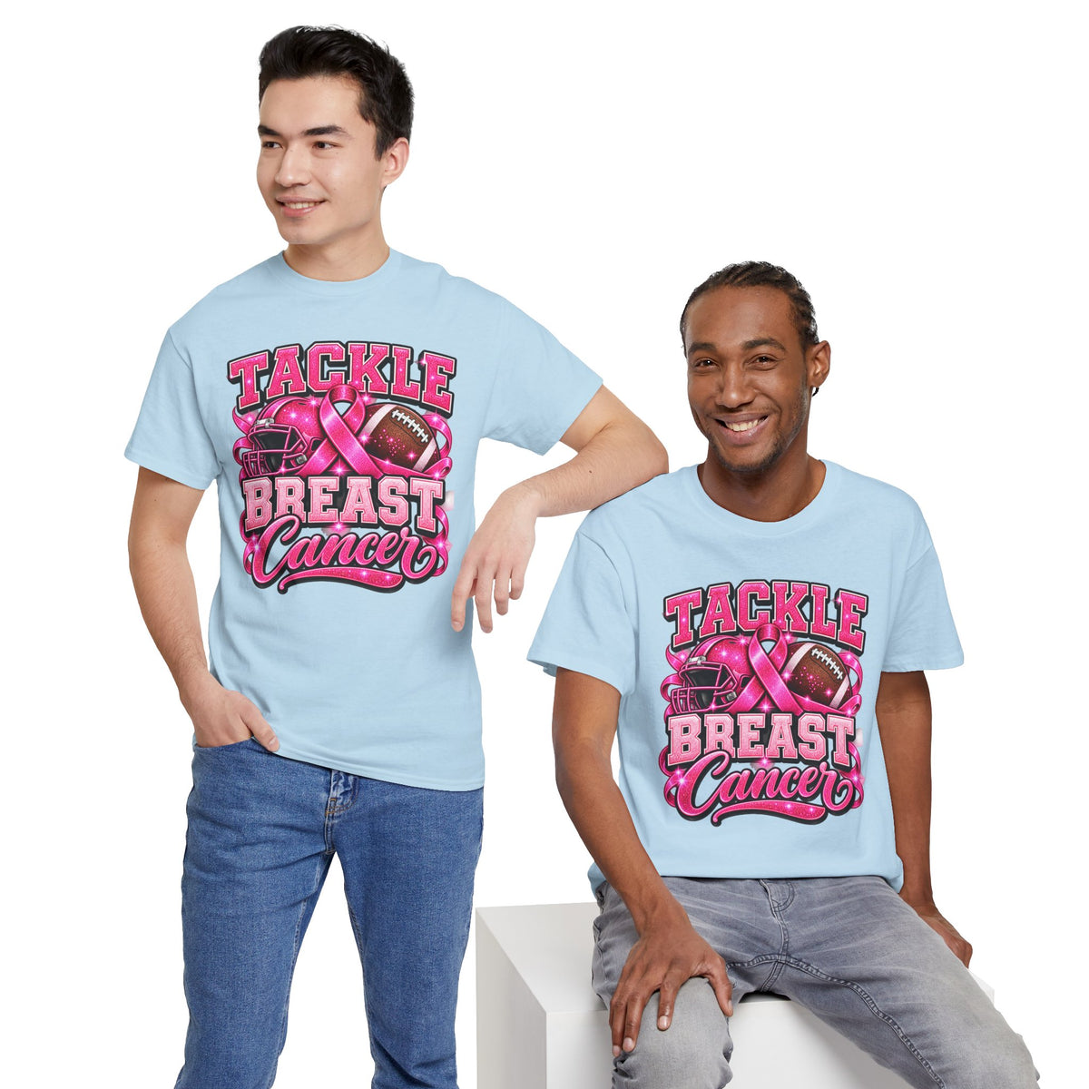 T-Shirt — "Tackle Breast Cancer" Pink Football Awareness Tee