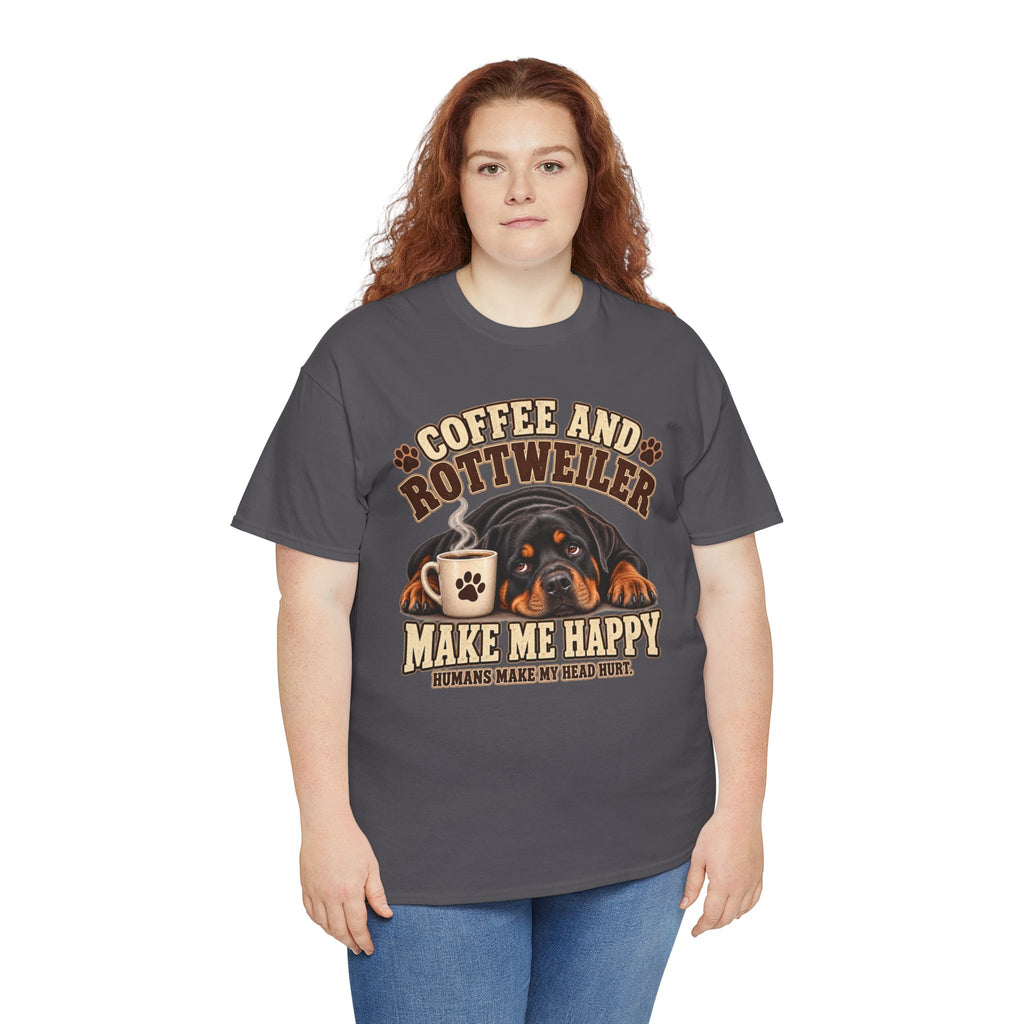Coffee and Rottweiler Tee — "Coffee and Rottweiler Make Me Happy" Dog Lover Shirt
