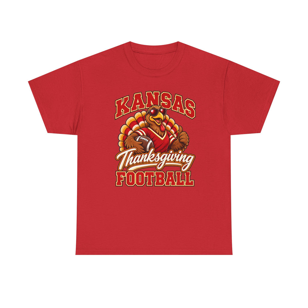 Kansas Thanksgiving Football T‑Shirt — Turkey Mascot Holiday Game Tee