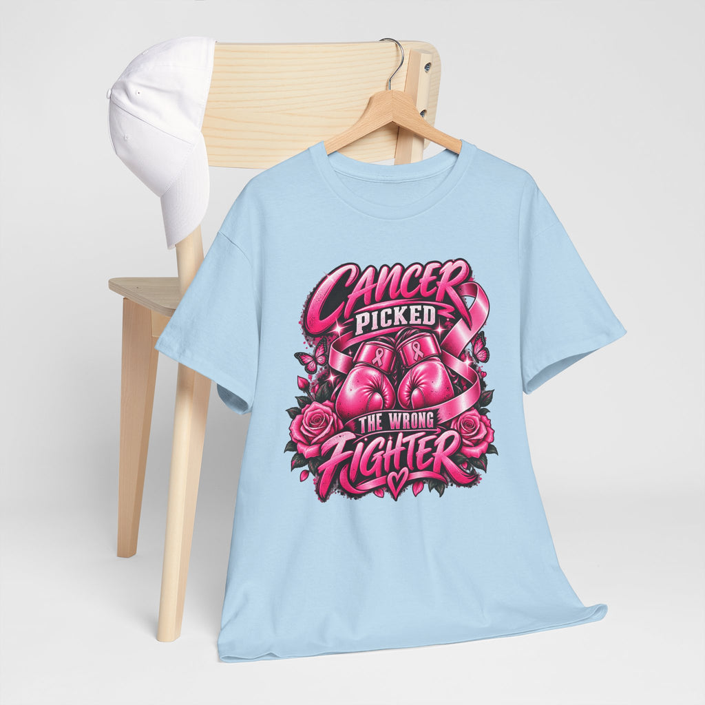 Cancer Picked The Wrong Fighter T-Shirt — Breast Cancer Awareness Support Tee