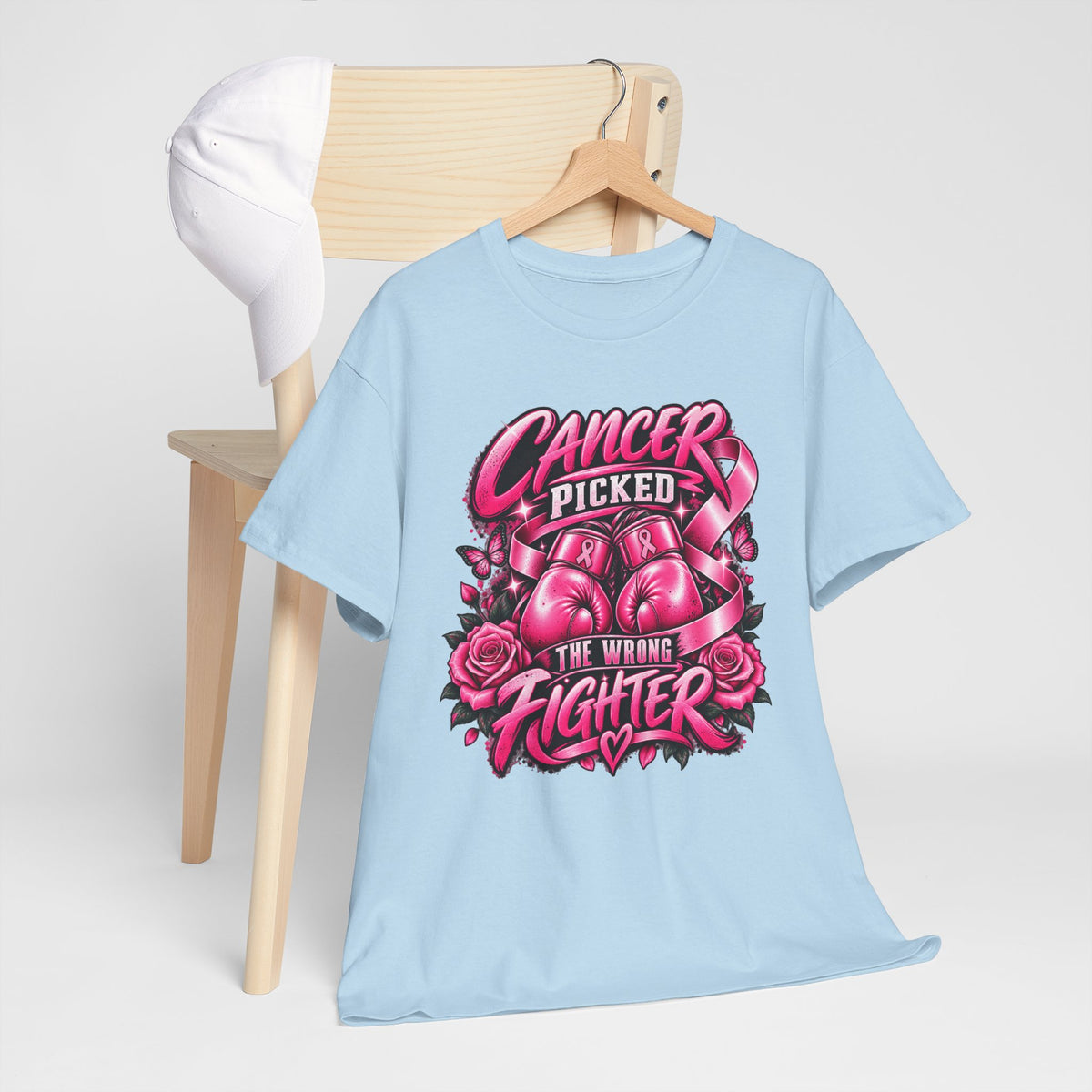 Cancer Picked The Wrong Fighter T-Shirt — Breast Cancer Awareness Support Tee