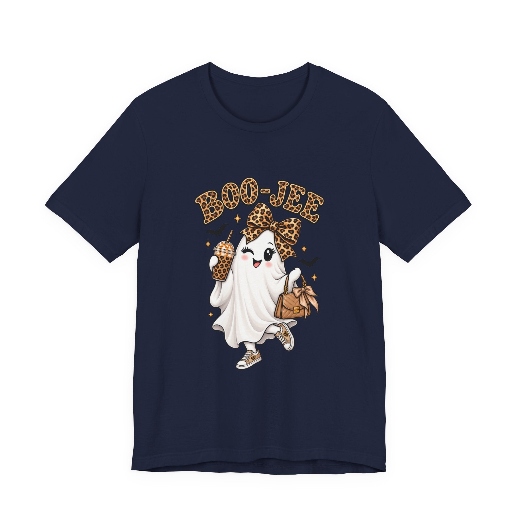 Cute Halloween T-Shirt – Leopard Ghost Graphic Tee | Funny Boo Shirt for Women