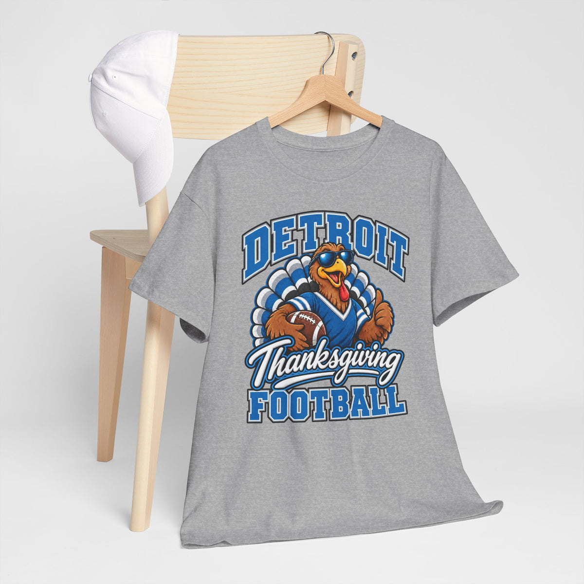 Detroit Thanksgiving Football Tee — Turkey Mascot Game Day Shirt