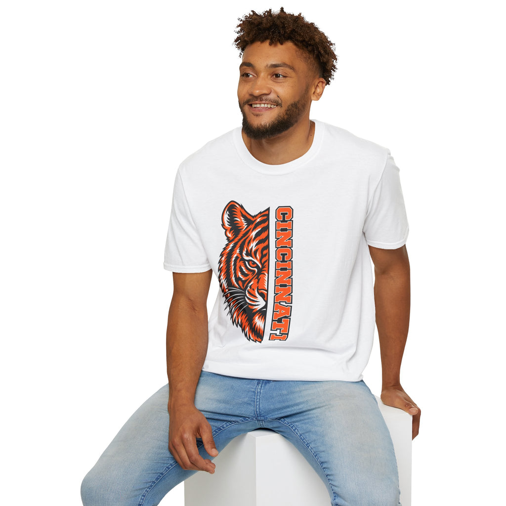 Cincinnati Tiger Head Vertical Graphic T-Shirt