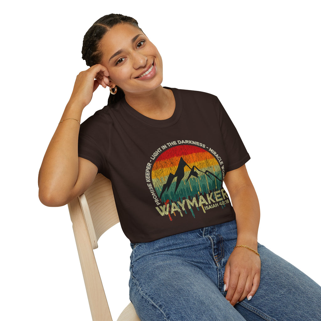 Waymaker Mountain T-Shirt — “Promise Keeper, Light in the Darkness” Christian Graphic Tee