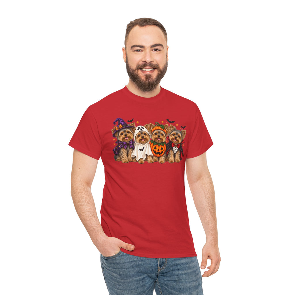 Halloween Yorkie T-Shirt — Cute Yorkies in Costumes (Pumpkin, Ghost, Witch, Vampire)