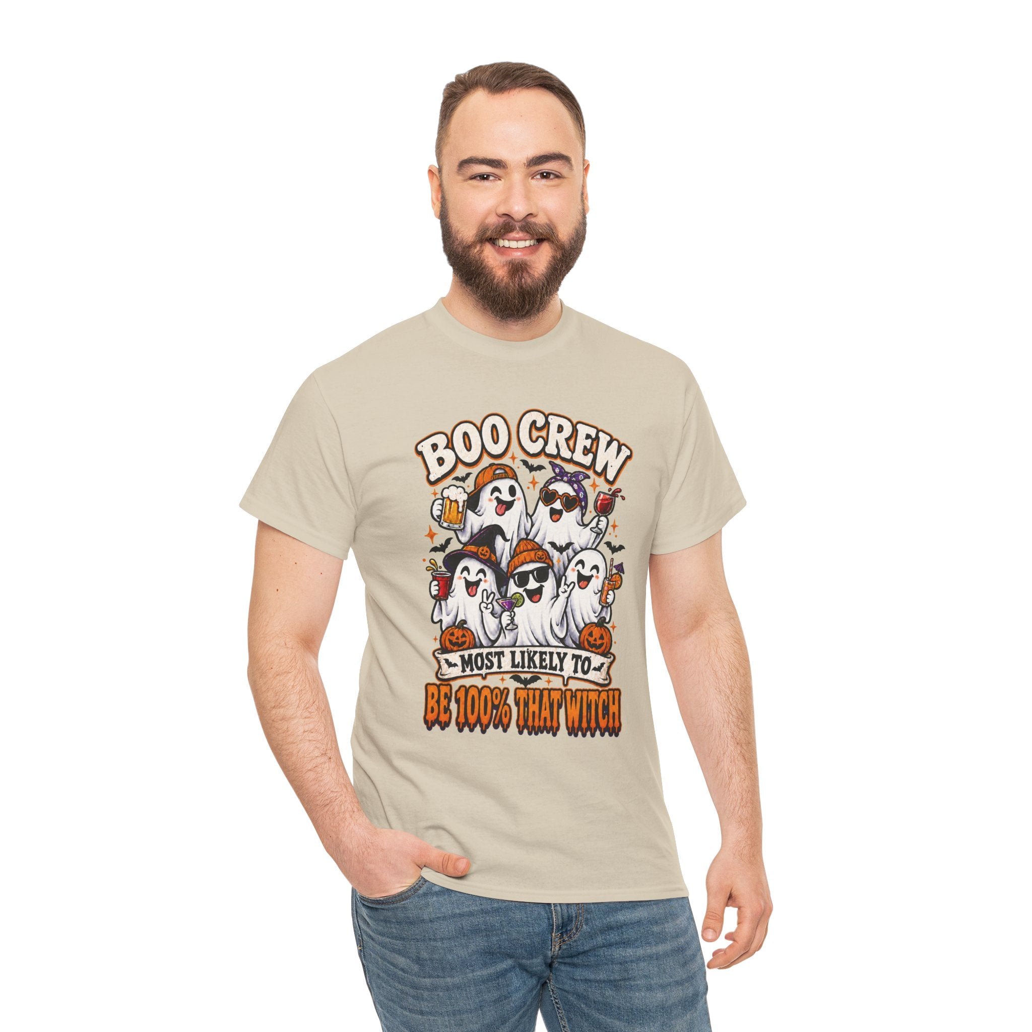 Boo Crew Halloween T-Shirt – "Most Likely To Be 100% That Witch" Ghosts Tee