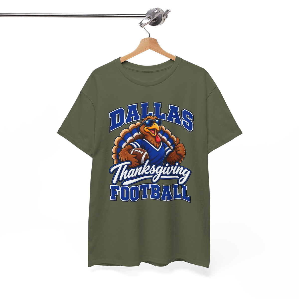 Dallas Thanksgiving Football T-Shirt — Turkey Mascot Game Day Tee