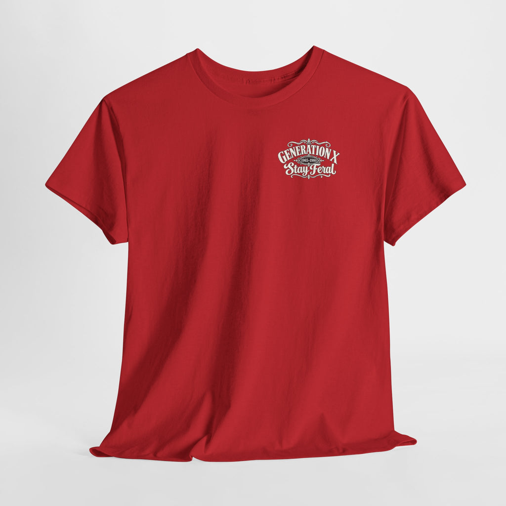 Generation X T‑Shirt — 'Stay Feral' Vintage Whiskey Label Tee (Born 1965–1980)