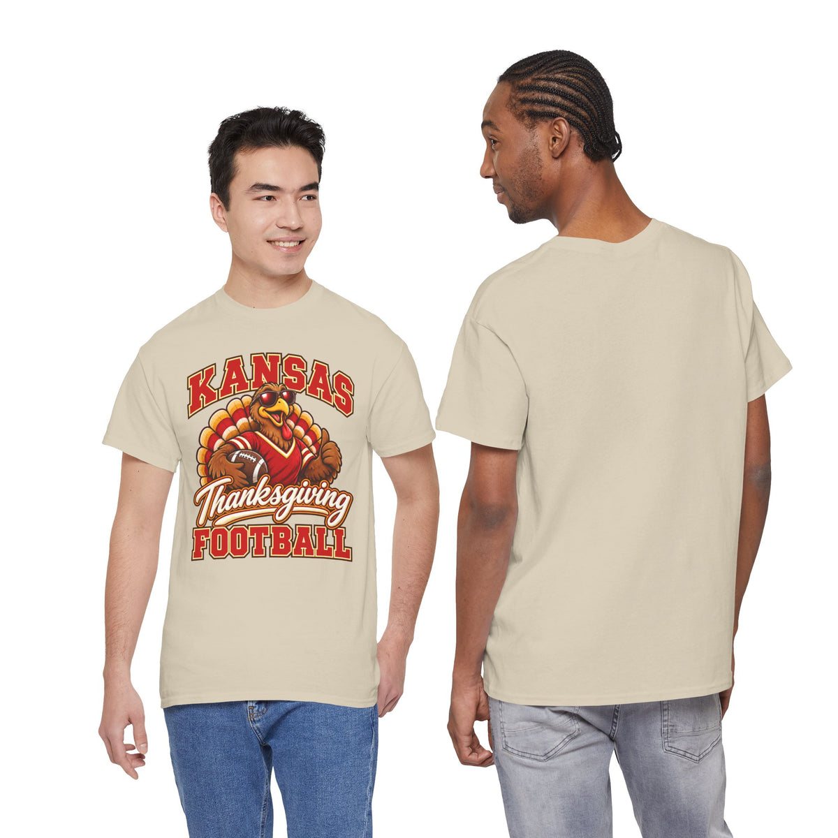 Kansas Thanksgiving Football T‑Shirt — Turkey Mascot Holiday Game Tee