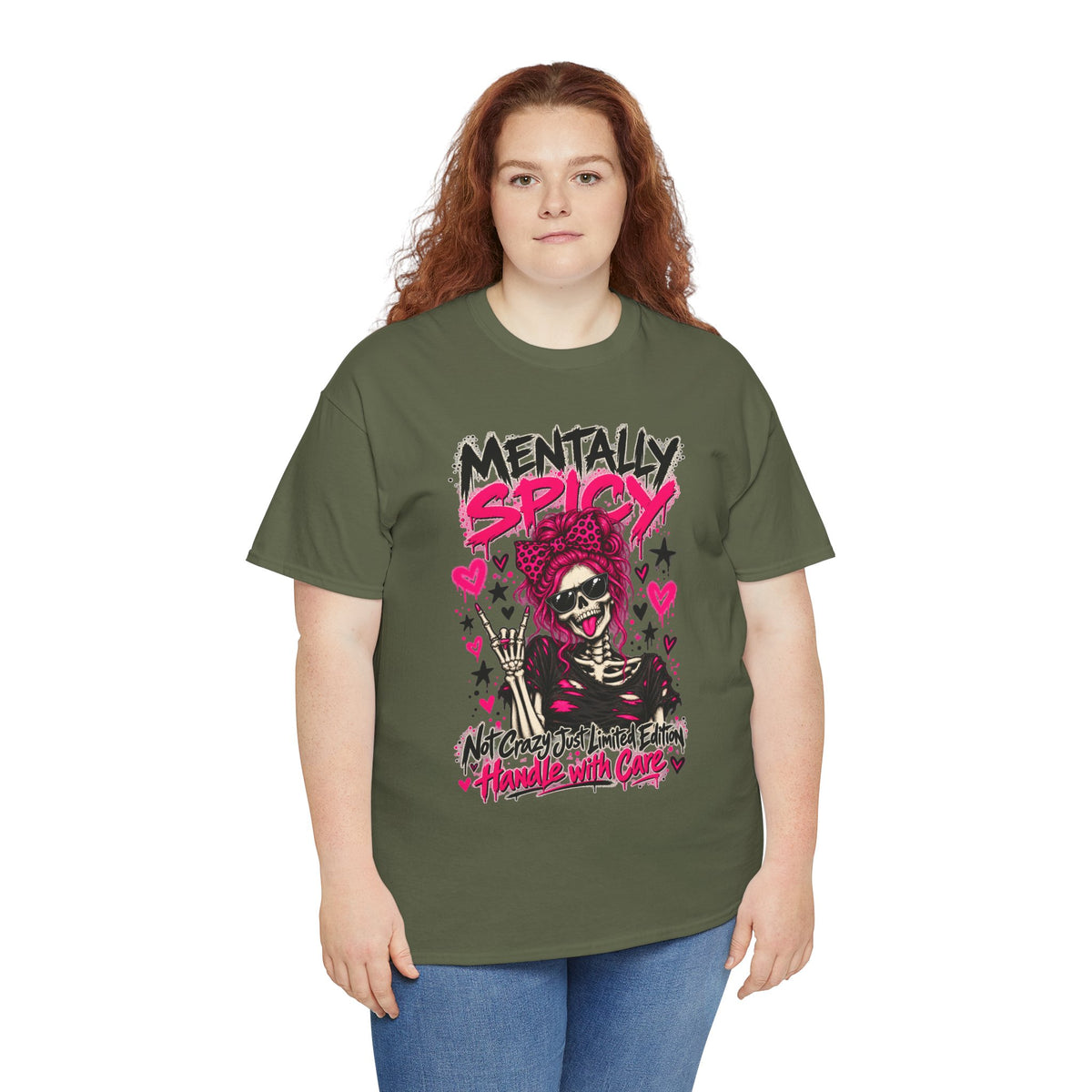 Mentally Spicy Skeleton Graphic T-Shirt