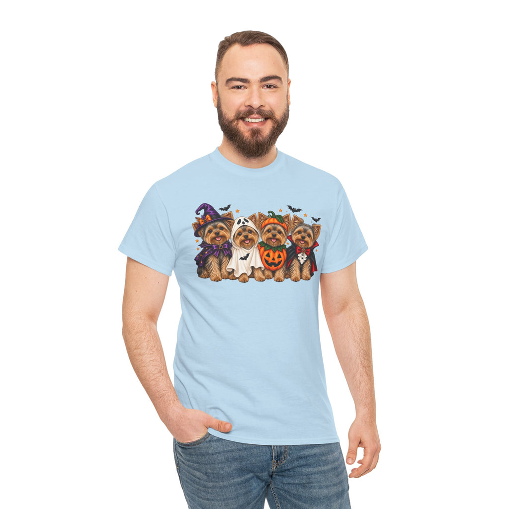 Halloween Yorkie T-Shirt — Cute Yorkies in Costumes (Pumpkin, Ghost, Witch, Vampire)