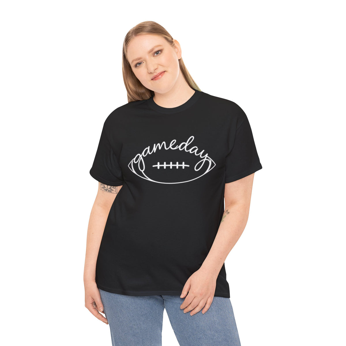 Gameday Football Tee — 'gameday' Script Football Graphic T-Shirt