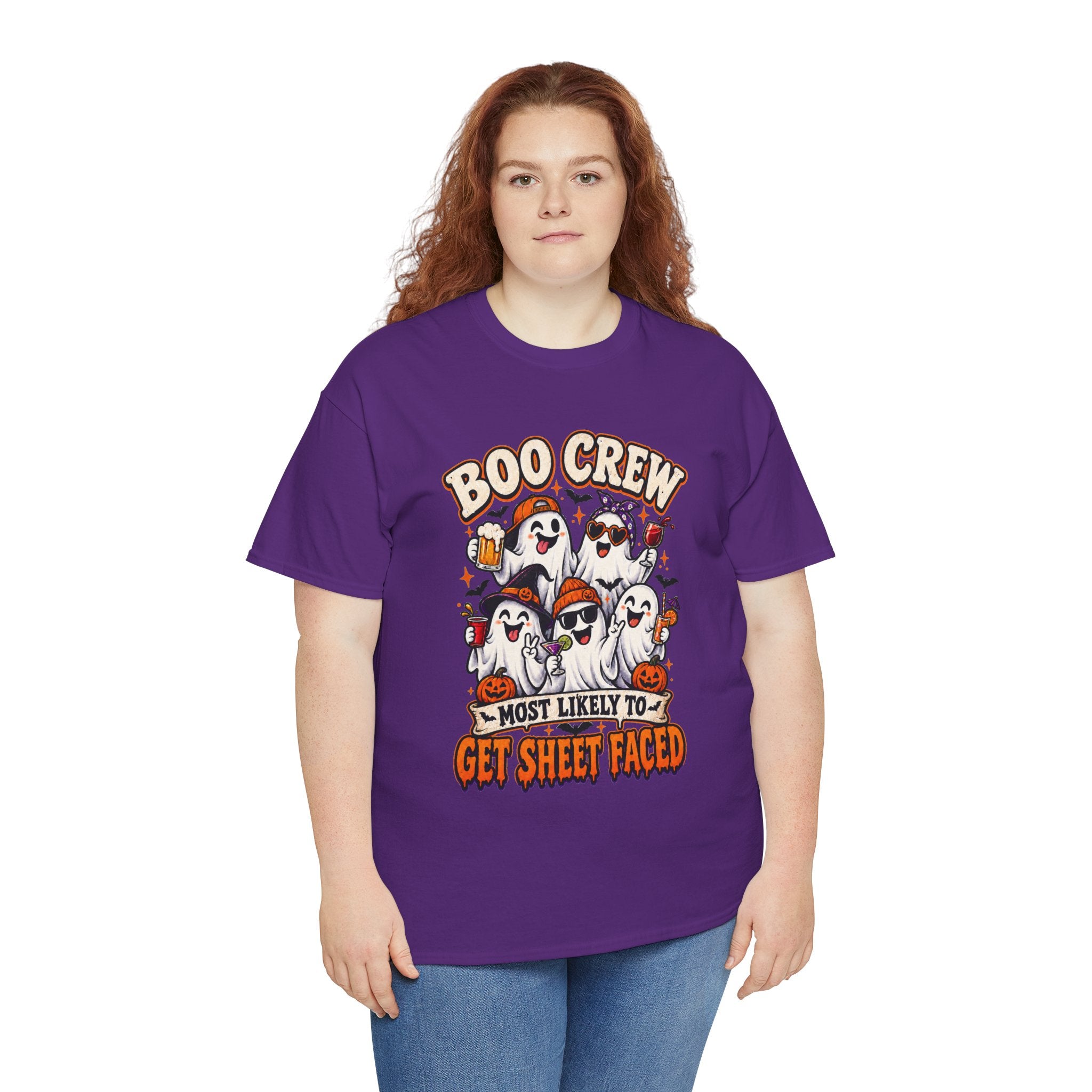 Boo Crew Halloween T-Shirt — “Most Likely to Get Sheet Faced” Funny Ghost Party Tee